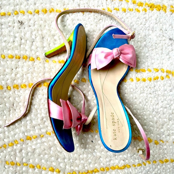 Kate Spade satin bow sandal heels with straps